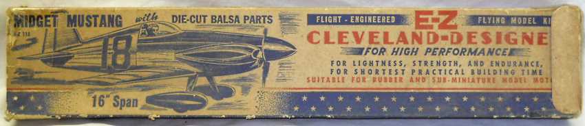 Cleveland Midget Mustang E-Z - 16 Inch Wingspan Balsa Flying Aircraft, E-Z118 plastic model kit